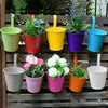 10 Pcs/Set Hanging Metal Flower Bucket Plant Pot Home Decor Garden Fence Balcony