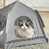 Folding Pet Tent Teepee Bed Kennel with Cushion Pad Cat Dog Puppy Cave House