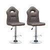 2x Moder Bar Stools Faux Leather Kitchen Breakfast Counter Gas Lift Swivel Grey