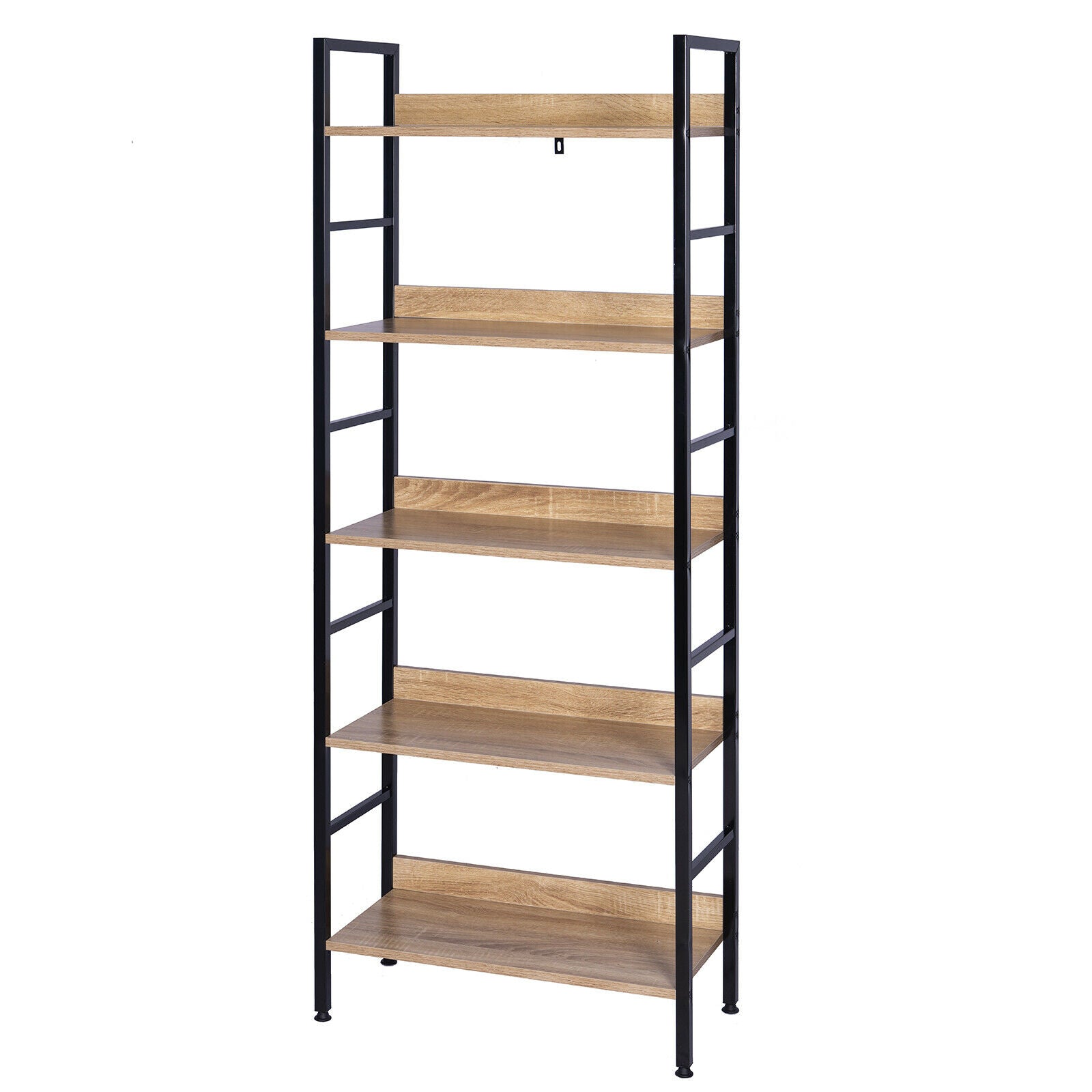 5Tier Storage Rack Bookcase Shelving Unit Display Storage Shelf Metal Wood White