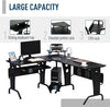 Space-Saving Corner Work Office Desk Gaming w/ Steel Frame CPU Rack Black