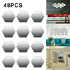 48PCS Acrylic 3D Mirror Effect Tile Wall Stickers Room Decor Art Bathroom DIY