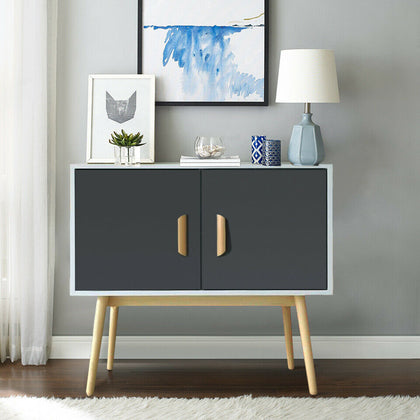 Wooden 2 Door Cupboard Sideboard Entertainment TV Stand Scandinavian Cabinet