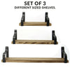 Set of 3 Corner Wall Shelves Industrial Style Metal Wood Shelving Shelf Storage