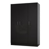 Black Modern High Gloss 3 Door Triple Wardrobe with Hanging Rail & Shelves