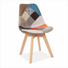 Tulip Patchwork Dining Chair Fabric Seat with Wood Legs Living Room Kitchen