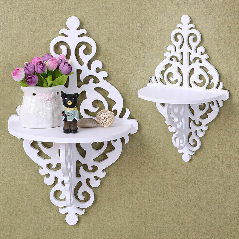 Small 2Pcs Corner Shelf Floating Wall Shelves Storage Display Books Rack Decor