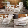 White Adirondack Footstool, Slatted Wooden Outdoor Garden Chair Footrest