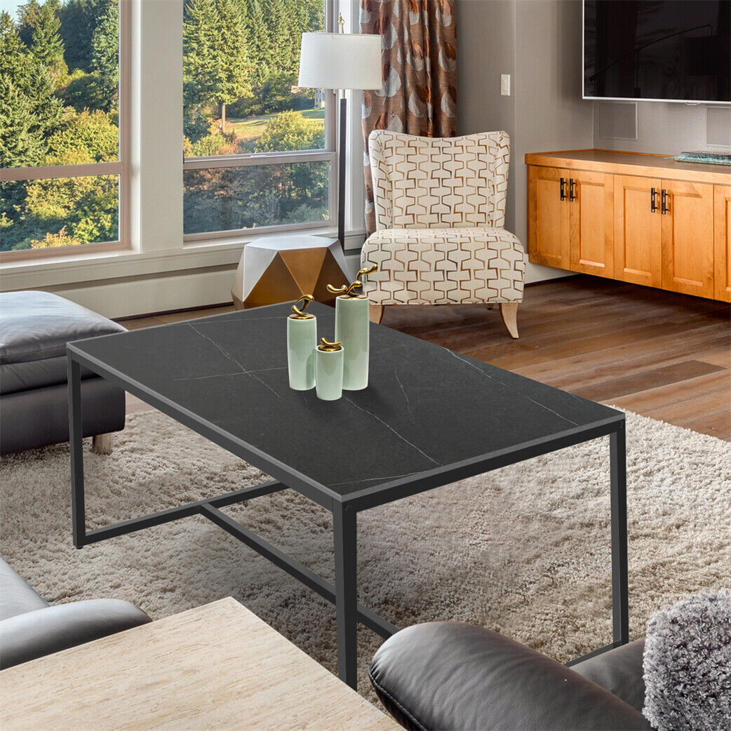 Modern Rectangular Marble Coffee Table Sofa Side End Table Living Room Furniture