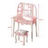 Large Dressing Table Makeup Vanity Desk Drawers W/ LED Lights Mirror & Stool
