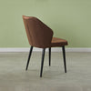 2X Retro Brown/ Grey Dining Chairs Faux Leather Kitchen Dining Room Metal Leg