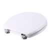 White Tongue And Groove Toilet Seat Wood Wooden Strong Chrome Plated Hinges New