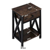 Retro Rustic Chic Side Table Industrial Nightstand Storage Drawer Shelf X Design