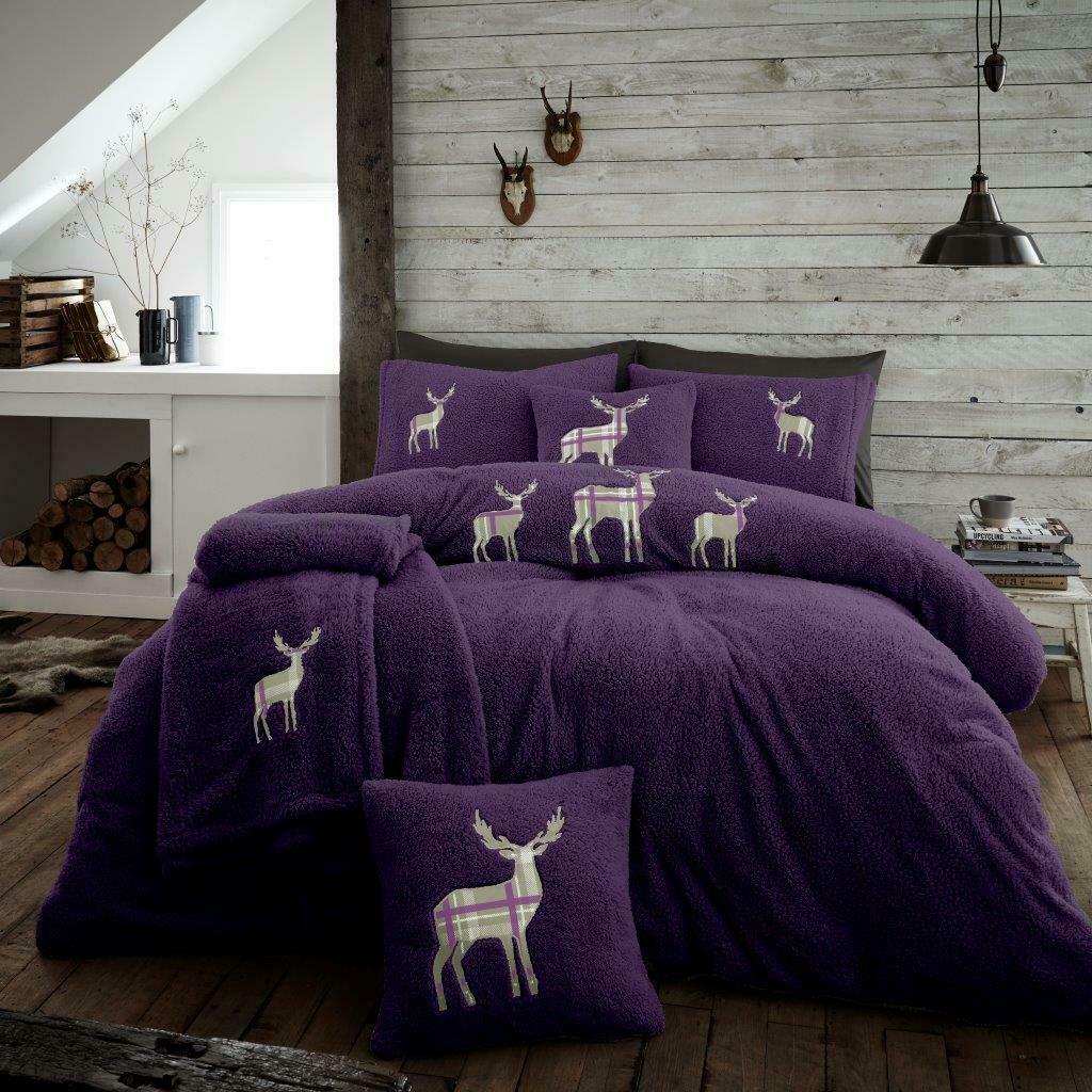 TEDDY BEAR FLEECE Duvet Cover & Fitted Sheet Sherpa Thermal Soft Bedding Set