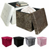 Crushed Velvet Bedroom Ottoman Foot Stool Cube Storage Box Seat Bin Bed Rest