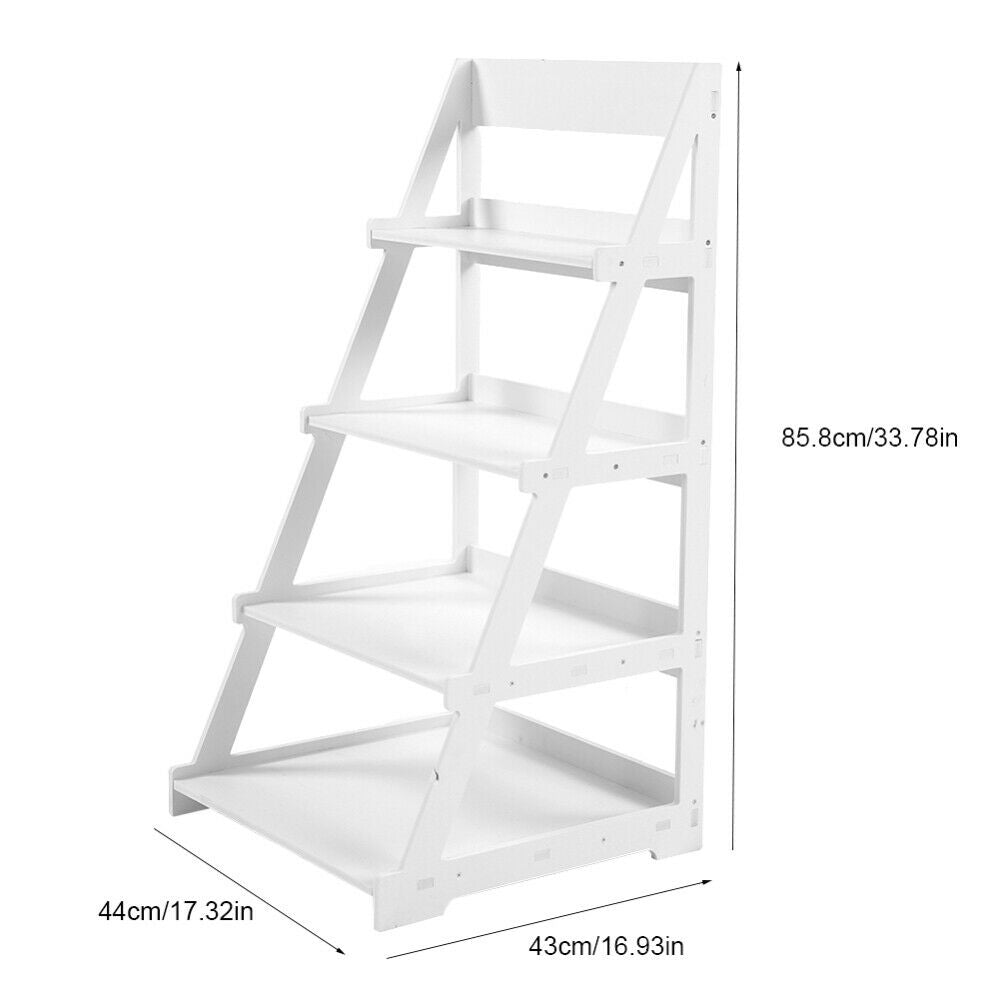 4 Tier Ladder Shelf Storage Shelving Unit Bookcase Rack Shelves Display Stand UK