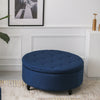 Round Storage Ottoman Coffee Table Side Table Tufted Velvet Padded Stool Box