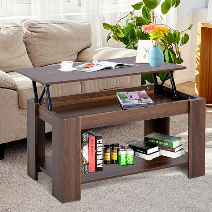 100cm Modern Lift Up Top Coffee Table Desk Hidden Storage Bottom Shelf Living