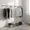 HOOBRO Wall Mounted Clothes Rack Set of 2 Clothes Rails Black Hanging Rods