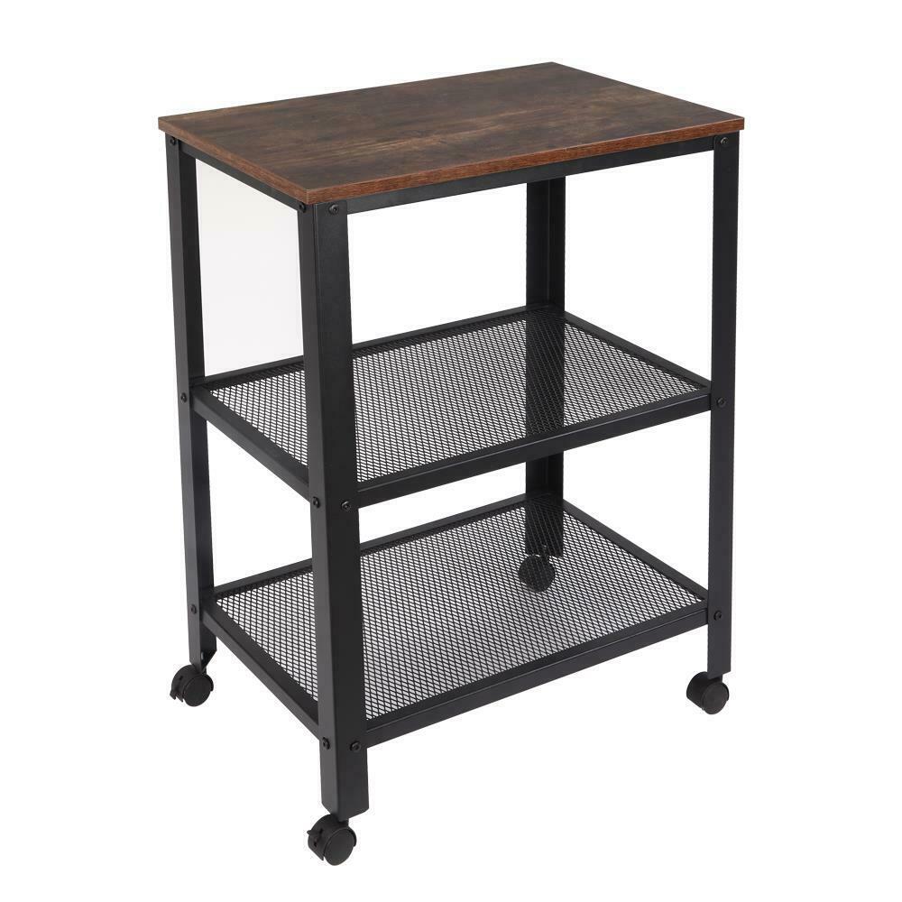 Vintage Industrial Serving Drinks Trolley Cart Wooden Shelf Racks 3 Tier UK