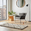 Grey Armchair Accent Chair, Black Faux Leather Exterior & Metal Frame
