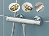 Thermostatic Shower Bar Mixer Valve Tap Chrome Bathroom Twin Bottom 1/2" Outlet