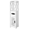 White Wooden Bathroom Storage Cabinet Shelf Slim Cupboard Unit Free Standing UK