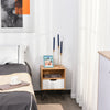 Modern Bedside Table Cabinet w/ Compartment Drawer Nightstand Metal Legs