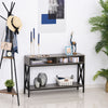 Industrial Style Console Table w/ 3 Compartments Metal Frame Foot Pads Grey