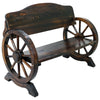 Garden Wooden Bench 2/3 Seat Burnt Wood Solid Cart Wagon Wheel Patio Outdoor