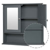 Bathroom Wall Cabinet Storage MDF Cupboard with Mirror Shelves Cupboard Grey