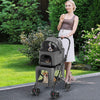 Double-Layer Pet Stroller Pushchair 3-in-1 Folding Dog Cat Walk Travel Carrier