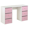 White Childrens Desk & 6 Drawers Kids PC/Laptop Homework Bedroom Table