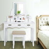 Dressing Table Makeup Desk Stool LED Mirror Vanity Set 7 Drawers Organizer White