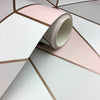 APEX GEOMETRIC WALLPAPER ROSE GOLD / PINK - FINE DECOR FD41993 METALLIC