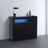 Sideboard Storage Matt Body&High Gloss Doors Buffet Cupboard Cabinet w/LED Black