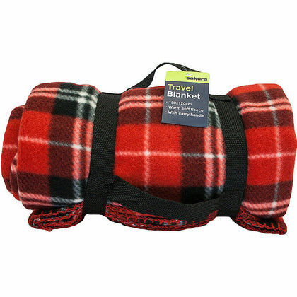 FLEECE TARTAN WARM SOFT BLANKET PICNIC CAR TRAVEL BLANKET RUG CAMPING BEACH MAT