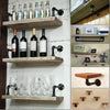 2PC Pipe Shelf Brackets Industrial Iron Rustic Wall Floating Shelves Supports UK