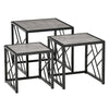Set of 3 Nesting Coffee Tables Square End Tables w/ Metal Frame, Grey