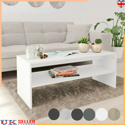 High Gloss Coffee Table With Shelf Modern Rectangular Side Sofa Desk Furniture