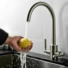 Modern Kitchen Taps Twin Dual Lever Hot Cold Tap Swivel Spout Mono Mixer