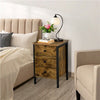 Nightstand Bedside Table 3 Drawer Cabinet Storage Table for Bedroom Rustic Brown