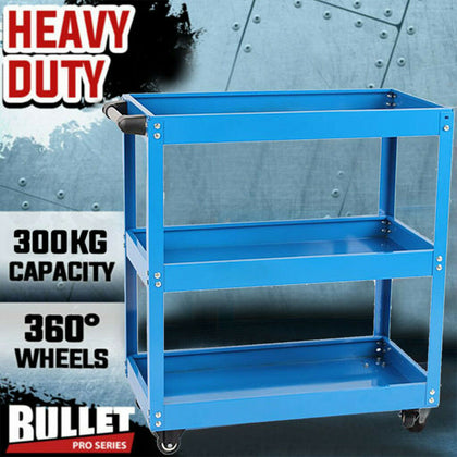 Tool Storage Heavy Duty Durable Garage Trolley 3 Tier Wheel Cart Shelf Workshop