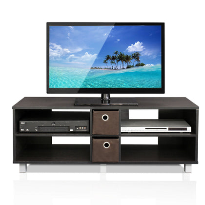 Furinno Dario TV Unit Cabinet Stand Entertainment Center with 2 Bin Drawer