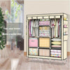 Medium Fabric Canvas Wardrobe With Hang Rail Shelving Clothes Storage Cupboard