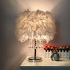 White Feather Shade Table Bedside Desk Lamp Night Light Lampshade Modern Lighted