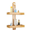 2 Tiers Bamboo Bathroom Shower Shelf Caddy Basket Shampoo Storage Shelves Holder