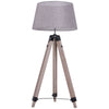 Free Standing Floor Lamp Bedside Light Tripod Holder Fabric Shade Grey