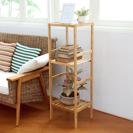 Bamboo Bathroom Shelf Standing Kitchen Rack 14x13x43.3" for Narrow Space Hallway