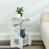 White Round Small Side End Table Beside Coffee Tea Desk Storage Organizer Rack